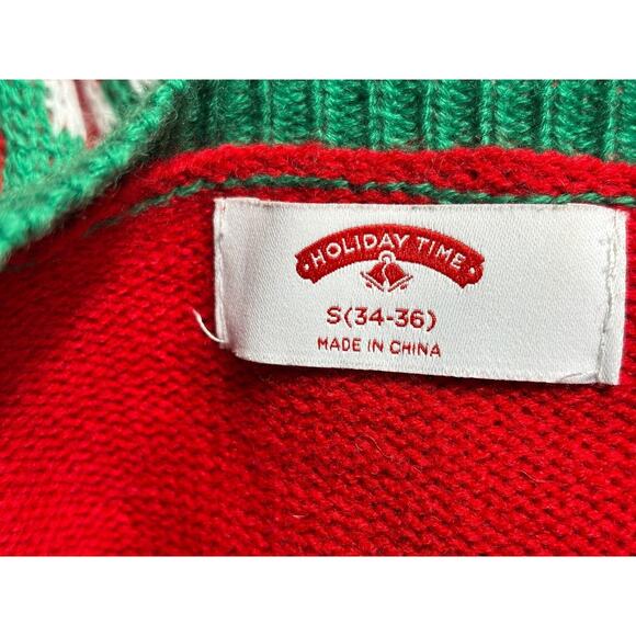 Holiday Time Sweater Mens Small Red Christmas Cow Light Up LED Ugly Novelty - Picture 3 of 7